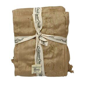 Coldwater Creek Luxury Throw Tan Empress Embroidered with Fringe NEW
